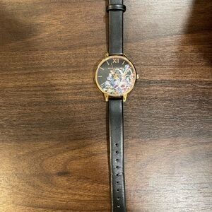 Olivia Burton Black Floral Watch